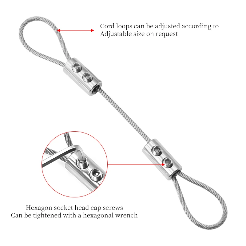3mm Color Coated Steel Wire Rope Hanging Paintings Hanging Code Lock Wire Adjustable Stainless Steel Rope Buckle Fasteners