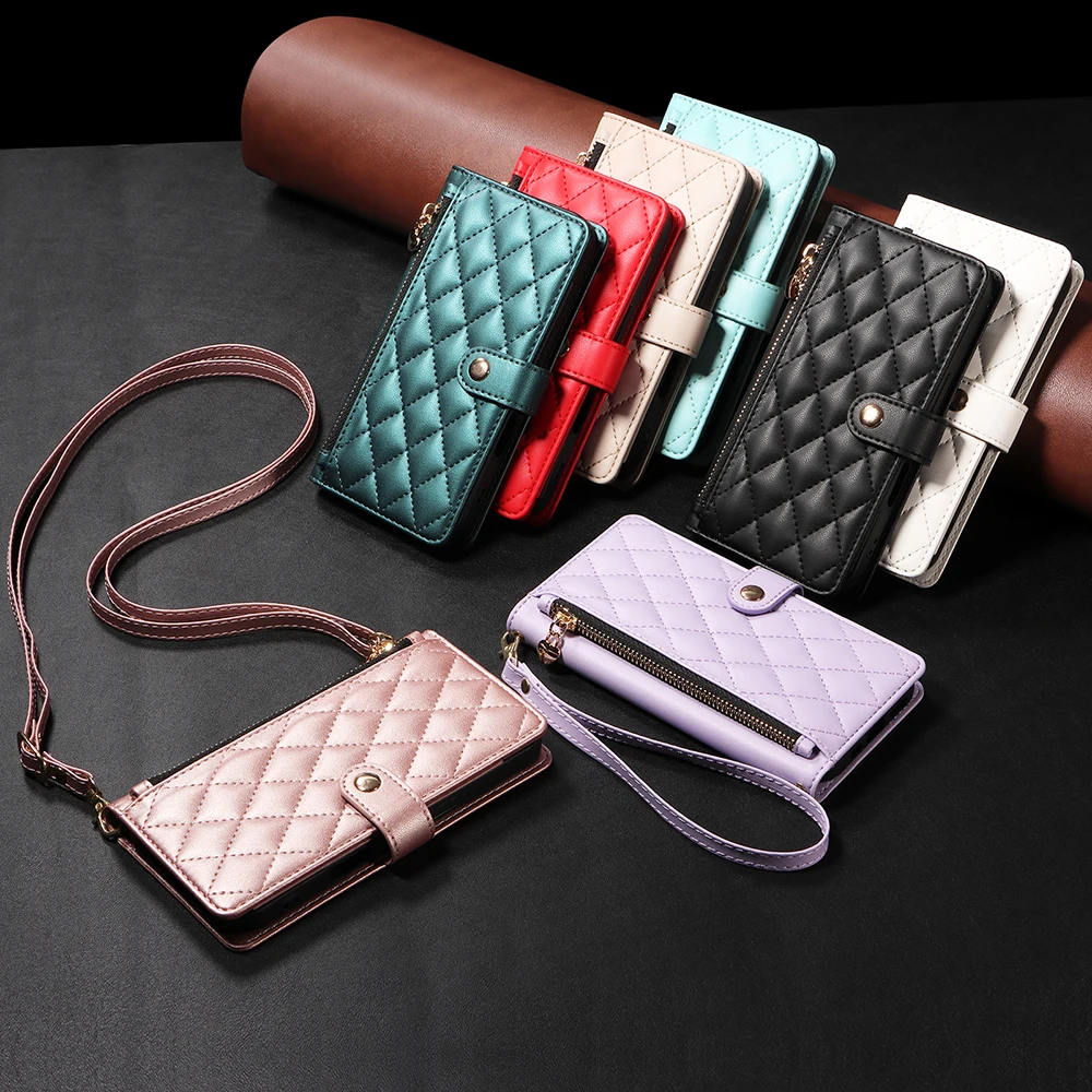 Crossbody Strap Multi-Card Slot Wallet Phone Case Cover