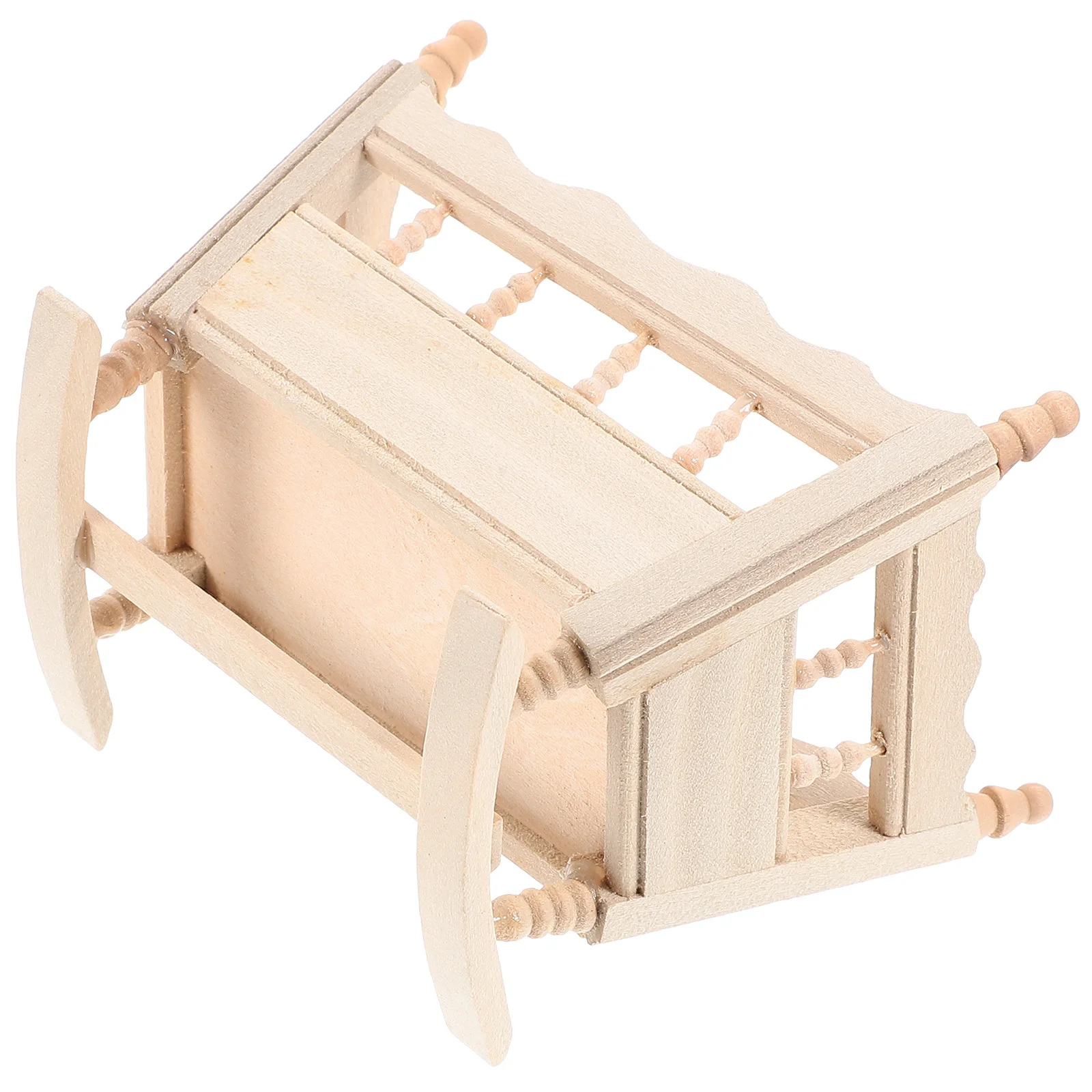 

House Baby Accessories Mini Bed Dollhouse Wooden Furniture Model Crib Cradle Adornment