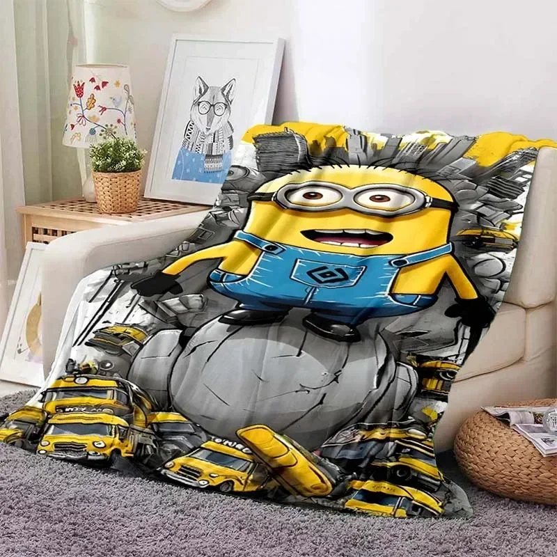 3D Printed Cartoon Cute Big Eyes A-Minions Blanket Soft and Comfortable Children's Nap Blanket Portable Travel Blanket 5