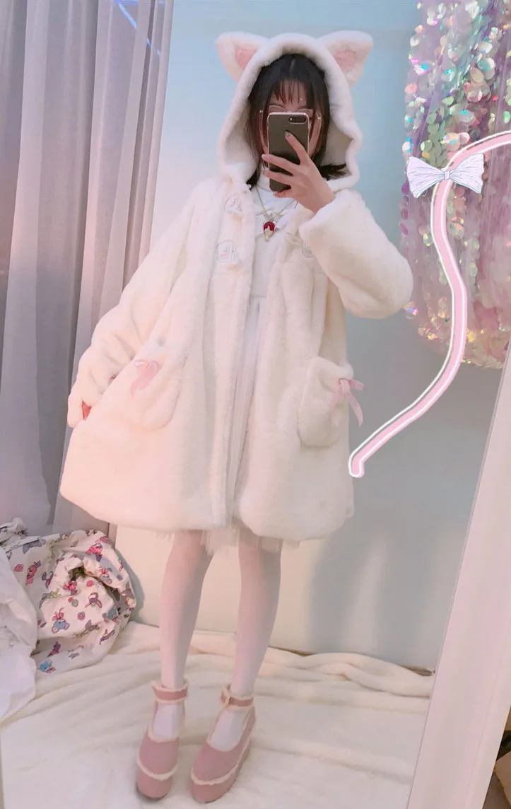 Menina Tecido Macio Kawaii Gato Orelha Chapéu