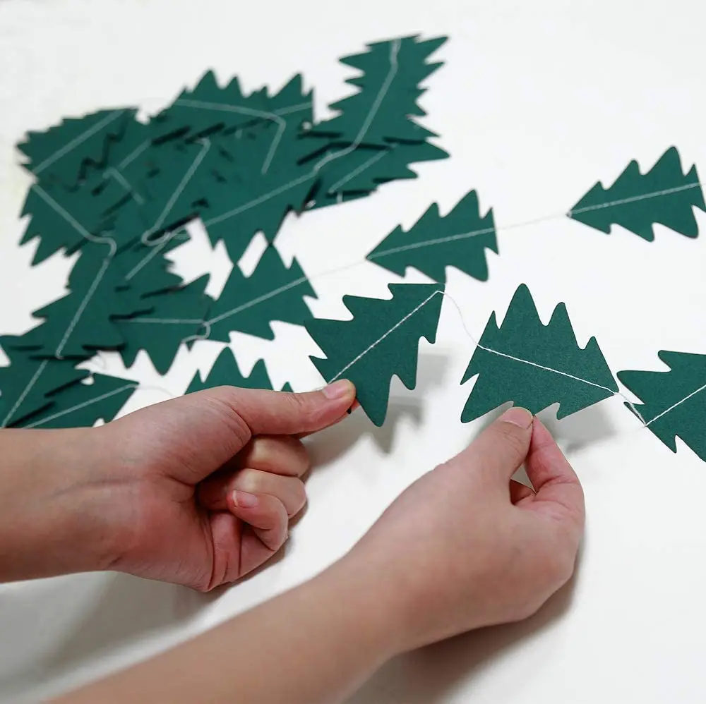 Rot Weiß Grün 3D Weihnachtsbaum Papier Girlanden Hängende Banner Luftschlangen 2024 Weihnachtsfeier Wohnzimmer Home Wanddekorationen – Detail 8