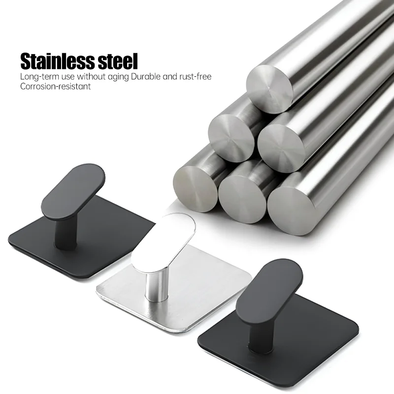 Waterproof Adhesive Wall Hook Stainless Steel Bathroom Hooks Towel holder Closet Hook Kitchen Hardware Multi-Purpose Hanger