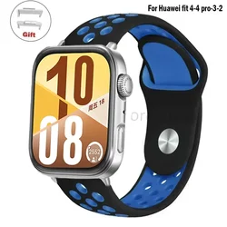Silicone Sport Band for Huawei Watch Fit - Premium Smartwatch Bracelet Strap (13 black blue)