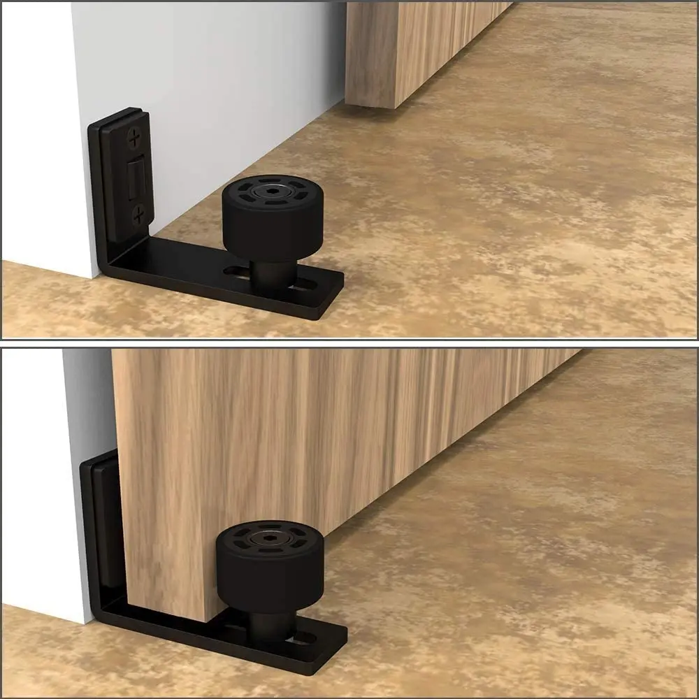 LWZH Adjustable Sliding Floor Guide Rail Stopper Black Wall Door Bottom Guide for Sliding Barn Door Rail Accessories sliding barn door guide