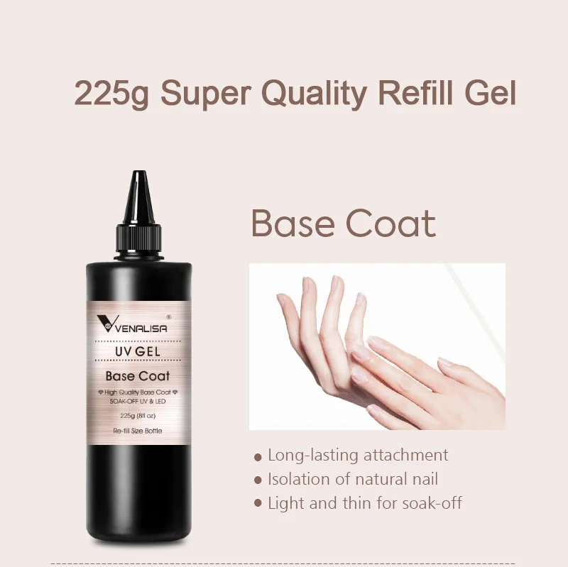 225g Venalisa Camouflage Tränken Weg Vom UV LED Gel Nail art Salon Transparent Selbst Nivellierung Abdeckung Gel Nail Builder Erweiterung klar Gel – Detail 10