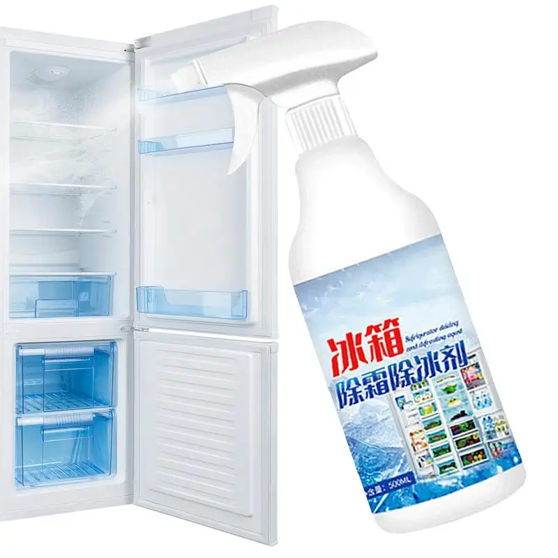 500ml Fridge Freezer De-Icer Spray Refrigerator Defrosting Deicer Ice Layer Remover Food Grade Refrigerator Cleaner Solution