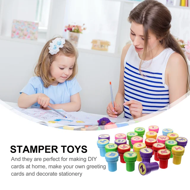 26Pcs Self-Ink Stamper 26-letter Seal Stampers Kids Stamper Toys Festival Gifts 4