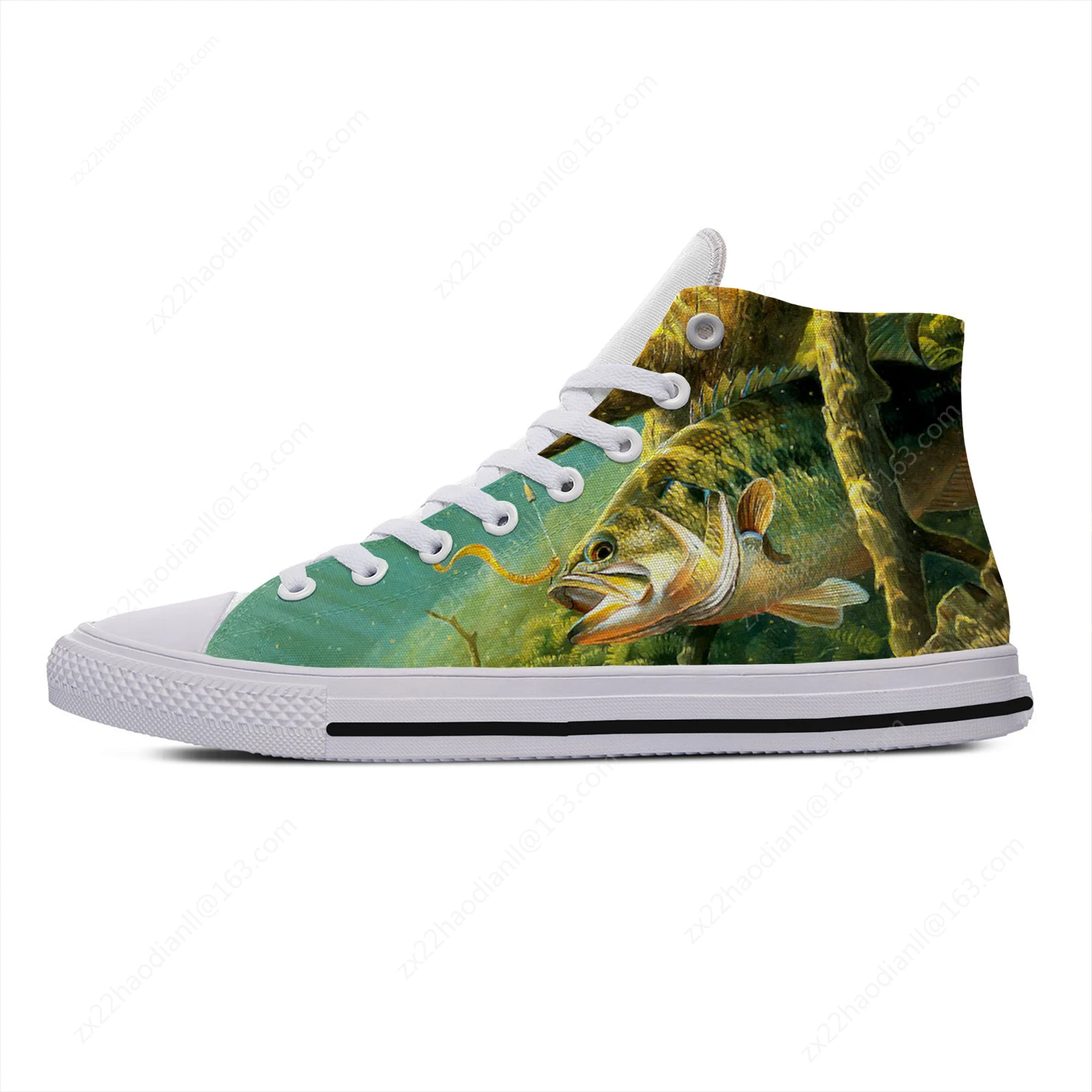 Animal Fishing Pattern Lightweight Cloth 3D Print Funny Cute Fashion High Top Canvas Shoes Men Women Casual Breathable Sneakers