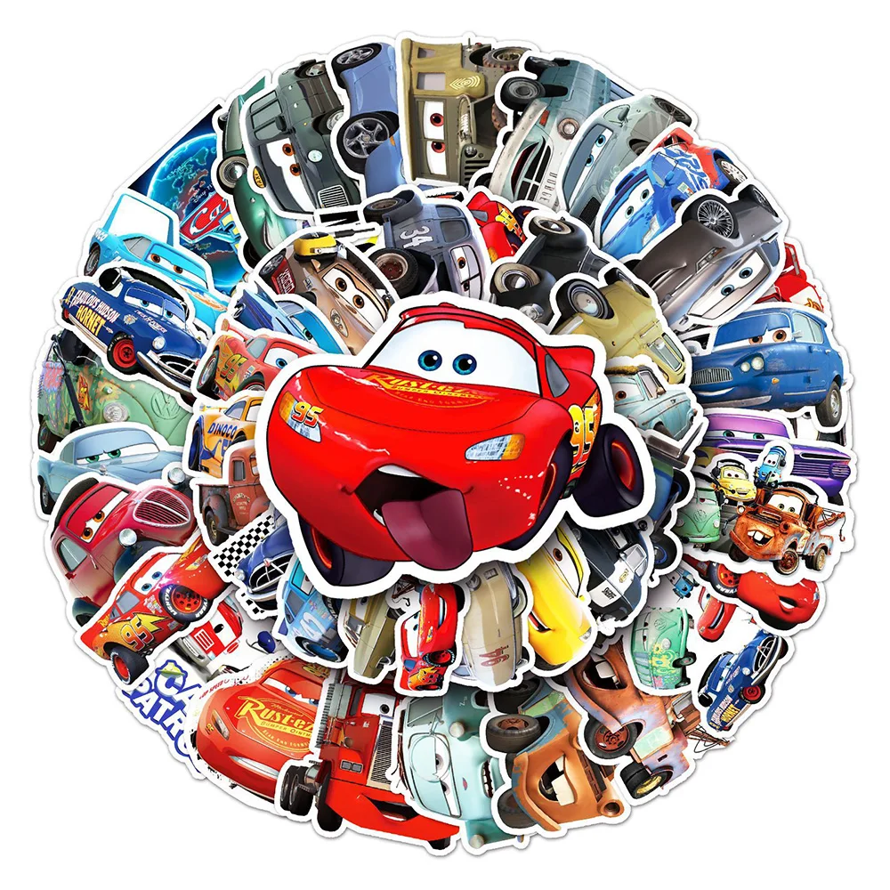 10/30/50pcs Cool Disney Cartoon Cars Stickers Lightning Mcqueen Decals Graffiti Skateboard Luggage Laptop Anime Toy Kids Sticker