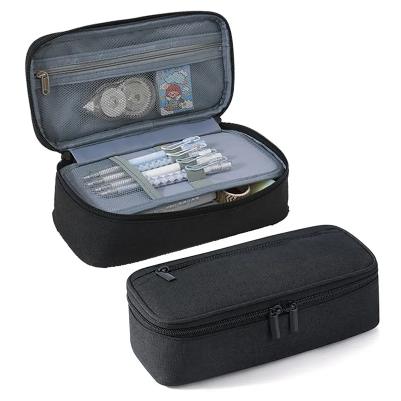 Dual-Layer Large Capacity Pencil and Cosmetic Organizer