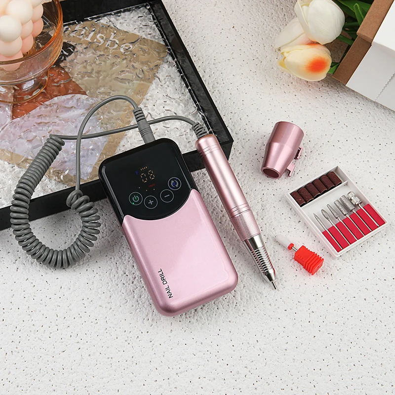 35000RPM Coreless Motor Nail Drill Machine Rechargeable Electric Nail File for Acrylic Gel Nail Manicure Pedicure Polish Sets 6