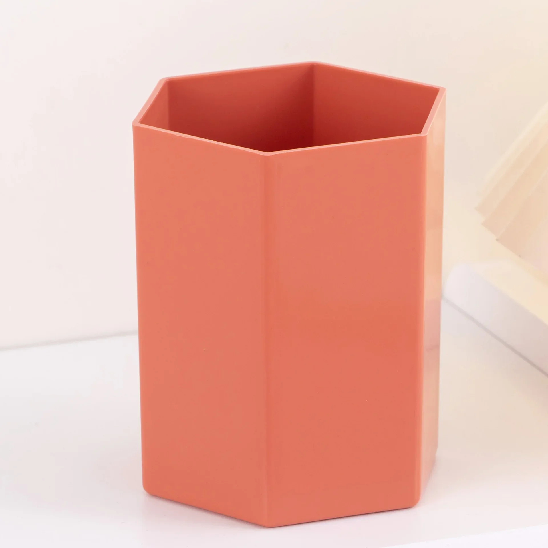 1PC Large Capacity Hexagon Pen Holder Plastic Durable Makeup Brush Holder Simple Stationery Storage Box
