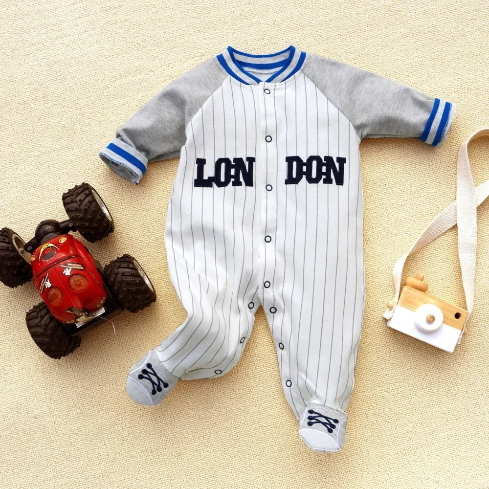 3-12M Long sleeve Baby Rompers comfortable Spring Autumn cotton Baby boy Costume Letter Embroidery jumpsuits