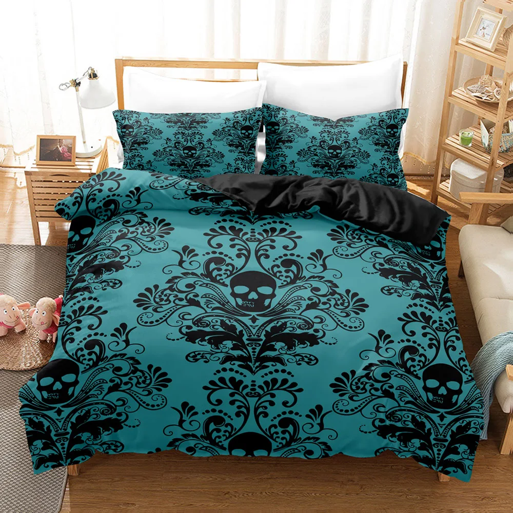 Colorful Skull Pattern Comforter Bedding Set,Duvet Cover Bed Set Quilt Cover Pillowcase,king Queen Size Bedding Set