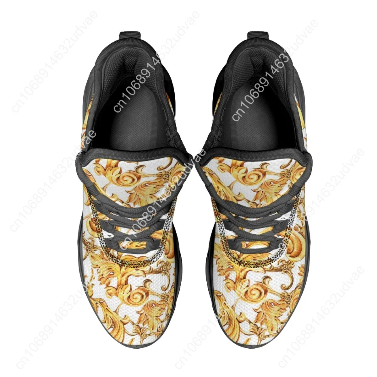 Breathable Comfortable Summer Flats Shoes Gold Baroque Luxury Designer Sneakers Female Shock Absorbing Mesh Shoes Zapatos Mujer