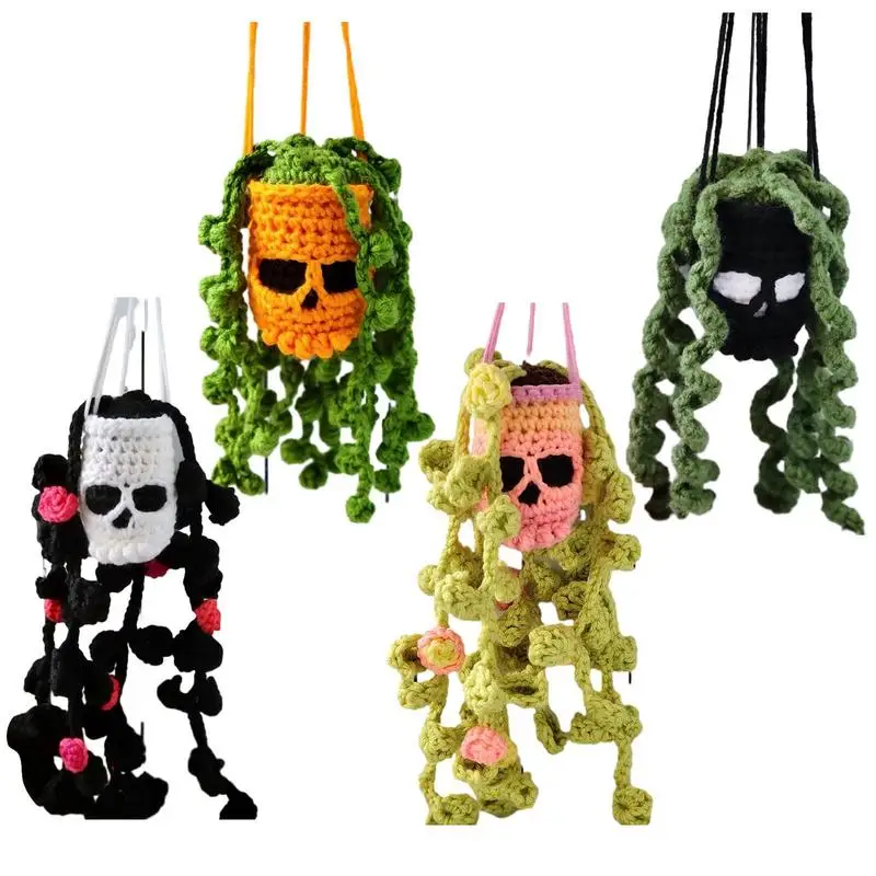 

Вязаные крючком суккуленты, пугающий орнамент, готические автозапчасти, пугающий домашний декор, Хэллоуин, растение, Череп, корзина, Автомобильное Зеркало, орнамент