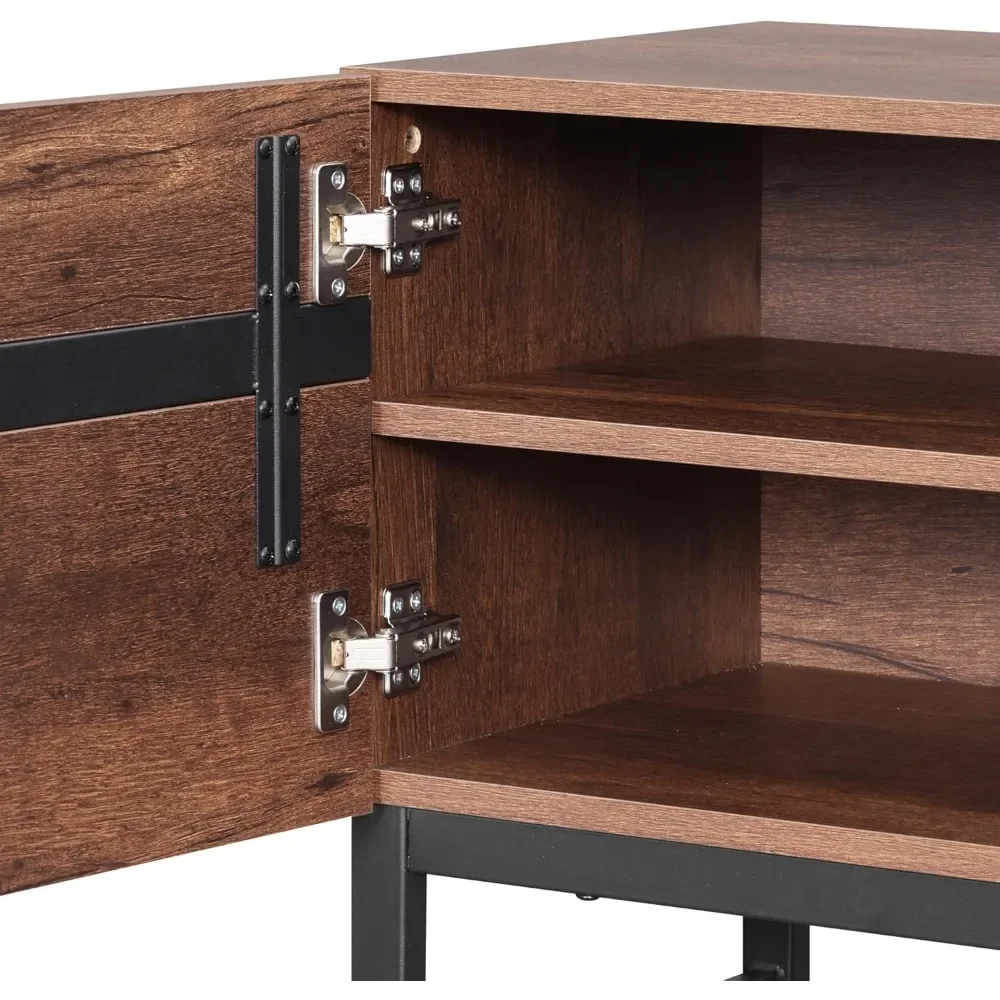 3 in 1 Modern TV Stand for TVs up to 110 inch, Wood Entertainment Center TV Console with Storage Cabinets and Metal Base