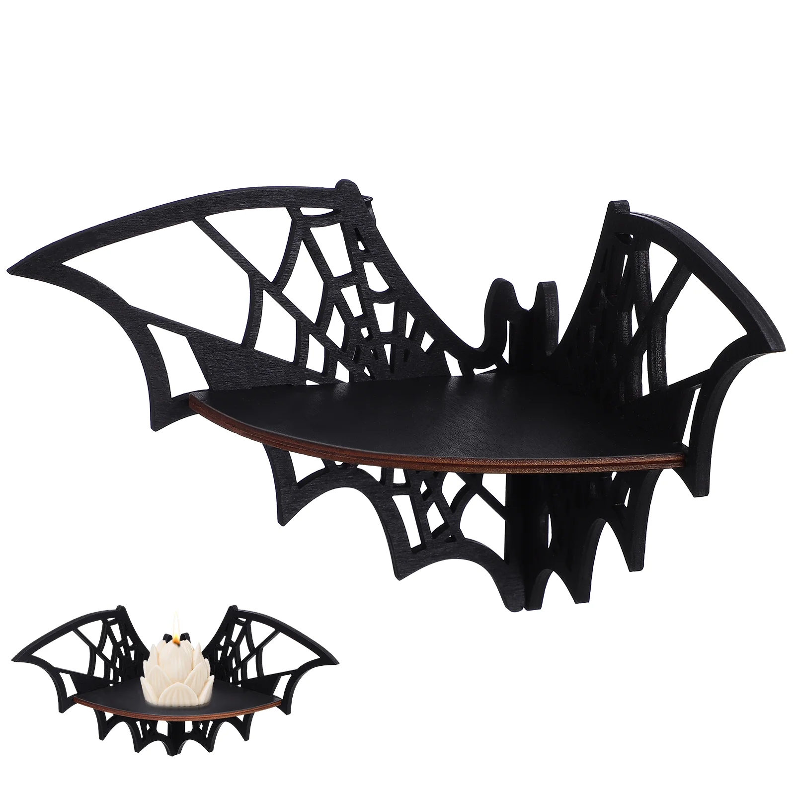 

Bat Corner Shelves Wooden Bat Wall Corner Shelves Gothic Wooden Floating Shelves Crystal Display Shelf Spooky Wall
