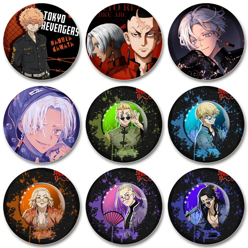 

32/44/58mm Tokyo Revengers Brooch on Backpack, Handmade Round Brooches, Cute Hua Cheng Pins, Anime Icon Badges for Clothes