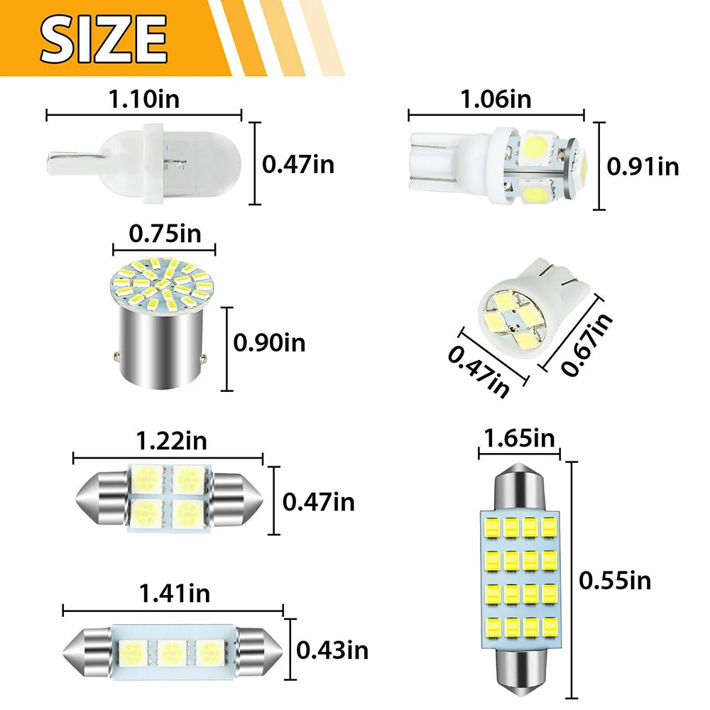 Car Interior White LED Light Mini Bulbs Kit 6000K Canbus Combo Map Trunk Dome Footwell Lamp License Plate Lights Bulbs led car lights,led lights,led bulbs,car interior lights