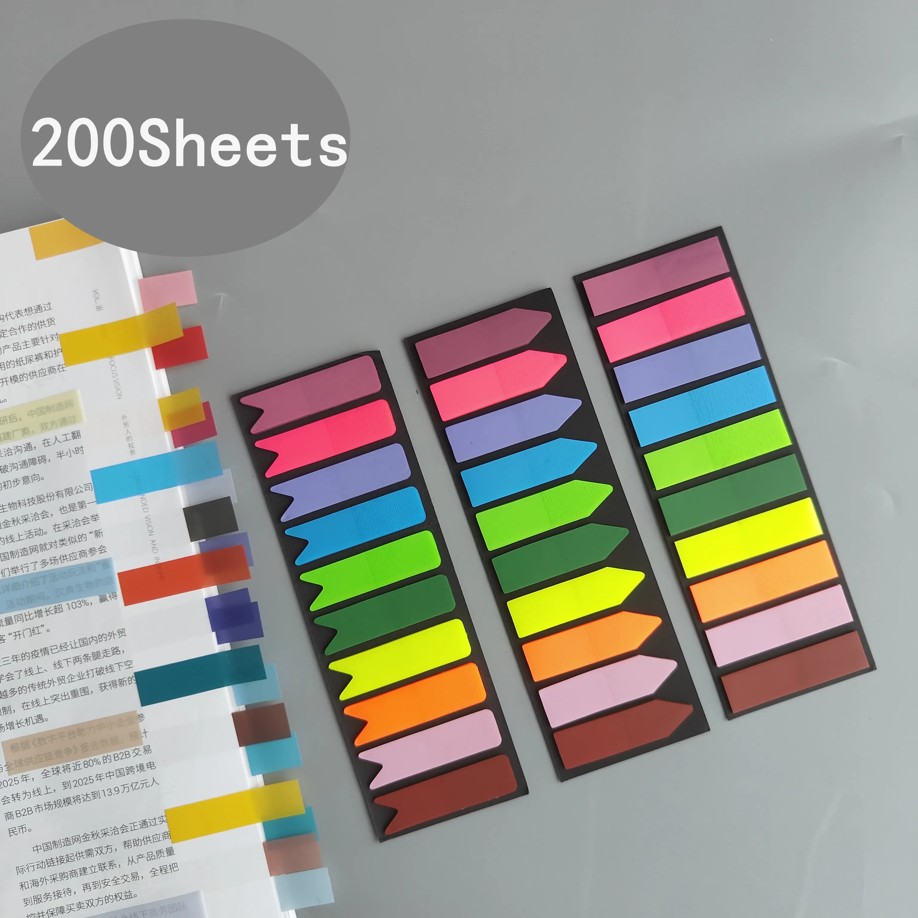 200 Sheets Posted It Transparent Sticky Notes Tab Self-Adhesive Kawaii Clear Bookmarkers Annotation Books Page Marker Stationery