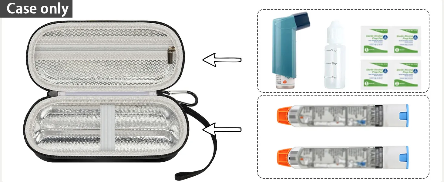 Epipen Medical Tragetasche, Reise-Medikamenten-Organizer-Tasche für 2 Epipens oder Auvi-Q, Inhalator, Asthma-Inhalator (nur Box) – Detail 3