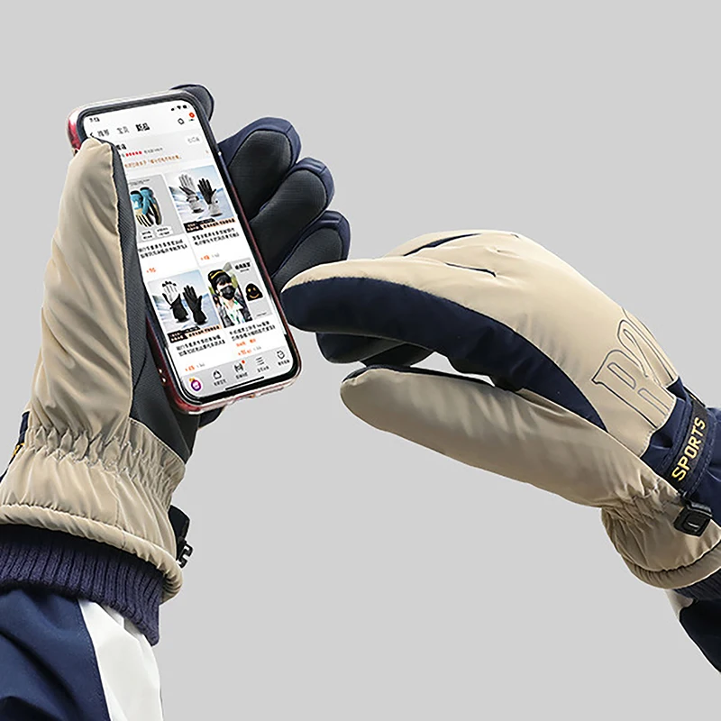 

Black Winter Warm Full Fingers Waterproof Cycling Outdoor Sports Thermal Fleece Cycling Gloves Touch Screen Full Fingers