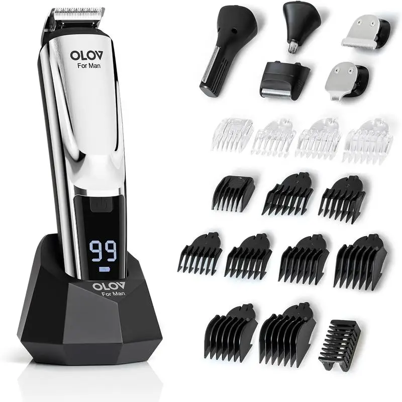 OLOV Beard/Hair Trimmer for Men All-in-One Mens Grooming Kit for Beard, Nose, face, Cordless Hair Clippers Electric Razor
