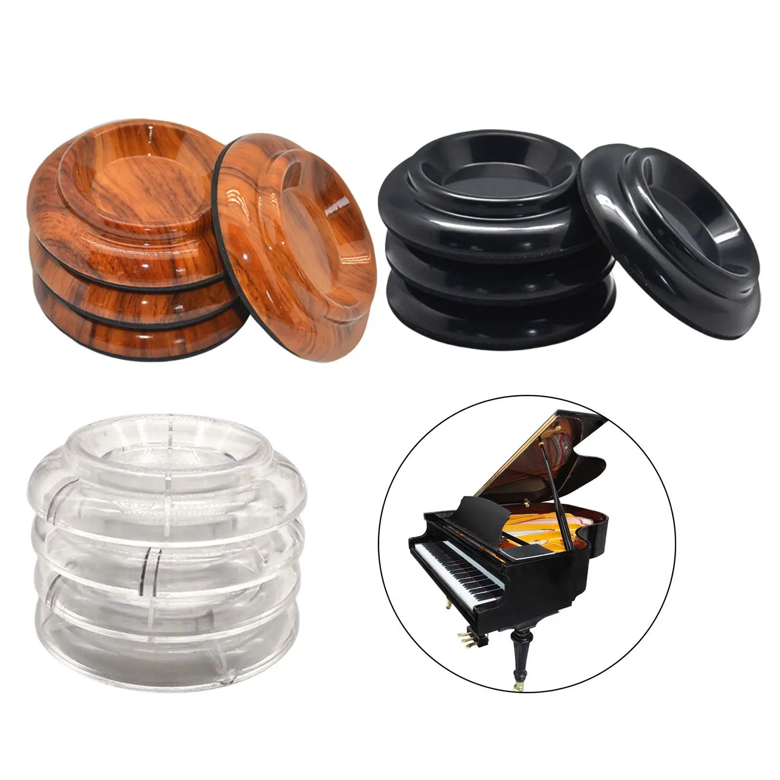 4Pcs Piano Caster Cups Durable Protection Carpet Grand Pianos Upright Piano Foot