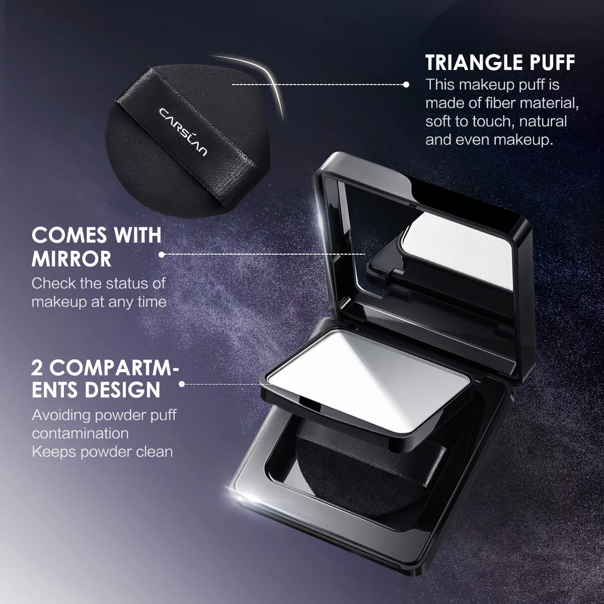 CARSLAN Stay Matte Face Pressed Powder Compact 24H Long Lasting Oil Control Translucent Loose Setting Powder For Face Makeup - Image 5