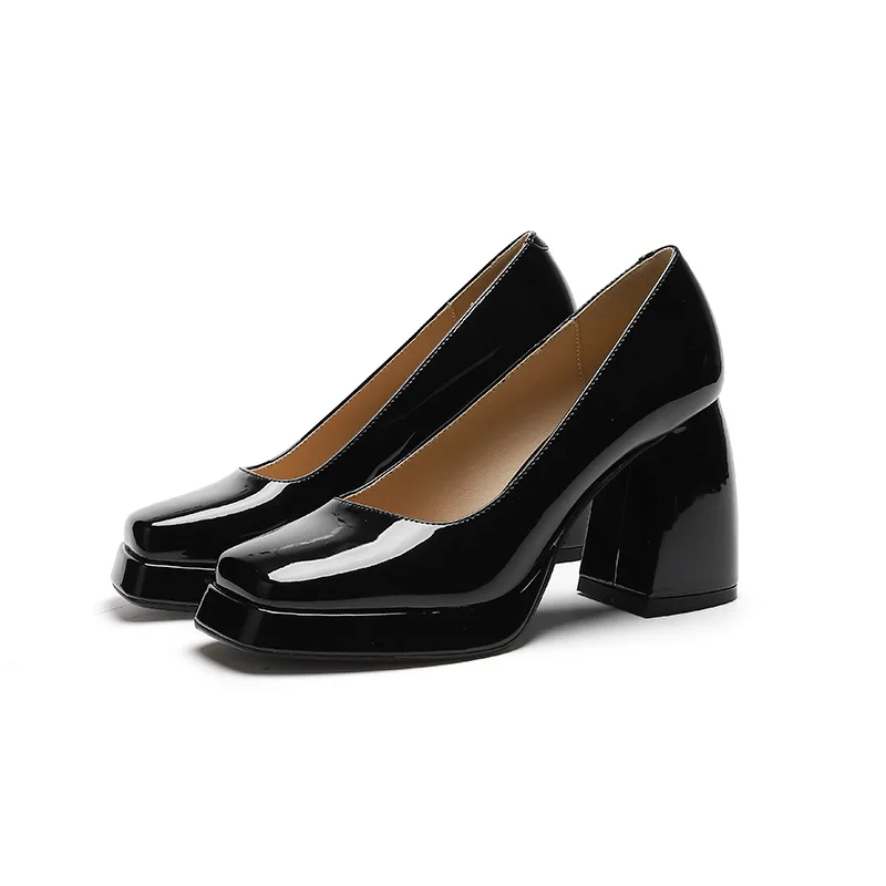 

High-heeled Shoes Women Fall 2023 New Waterproof Platform Mary Jane Shoes with Square Head and Shallow Mouth Single Shoes