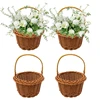 Pack of 4 Handwoven Flower Baskets Artifical Rattan Crafted Baskets Handheld Baskets for Home and Wedding Use 1