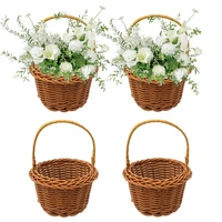 Pack of 4 Handwoven Flower Baskets Artifical Rattan Crafted Baskets Handheld Baskets for Home and Wedding Use 1