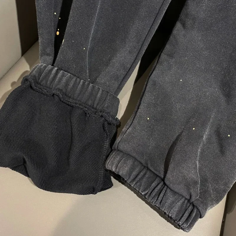 24ss Saint Louis Oversized Sweatpants Men Women 1:1 Speckled Graffiti Washed Pants