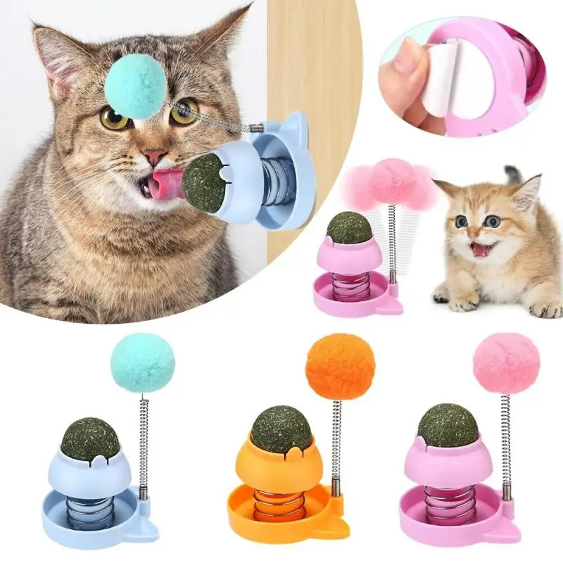 

Catnip Stickers Rotatable Cat Licking Balls Edible And Healthy With Spring Ball Catnip Bubbles Lickables For Cats Catnip Ball To