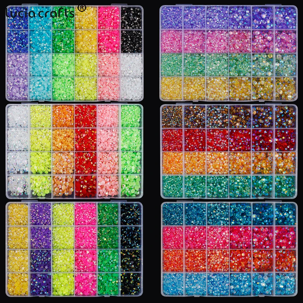 3mm Clear AB Crystal Rhinestones Set Round Resin Flatback Colorful Glitter  Gems Nail Accessories DIY 3D Nail Art Decorations