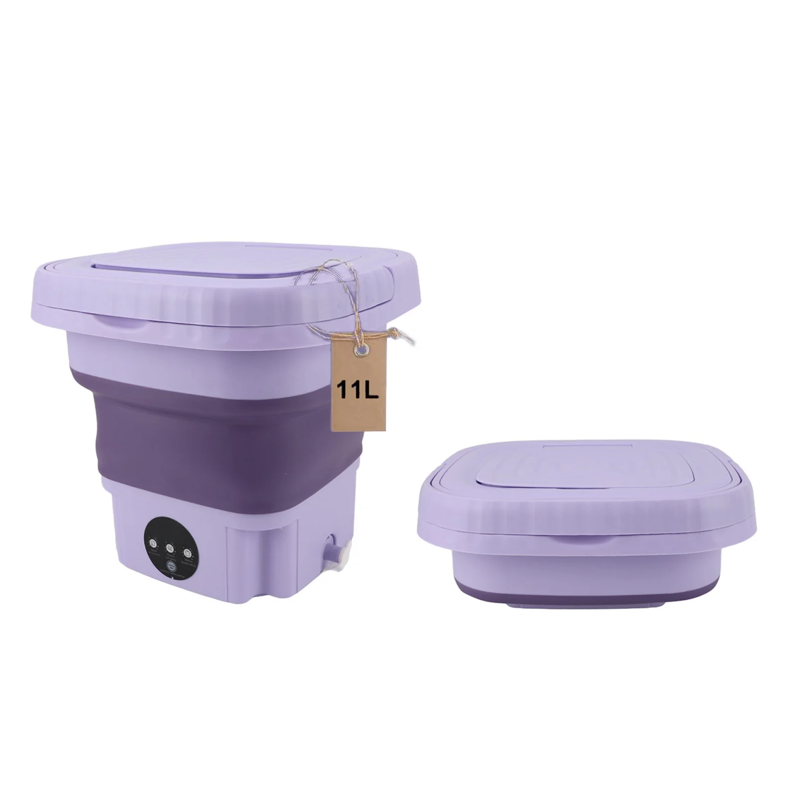 Mini Washing Machine Portable Washing Machine 11L ABS PP Automatic Mini Foldable Bucket Washer with Drainage Pipe for RV Travel Apartment