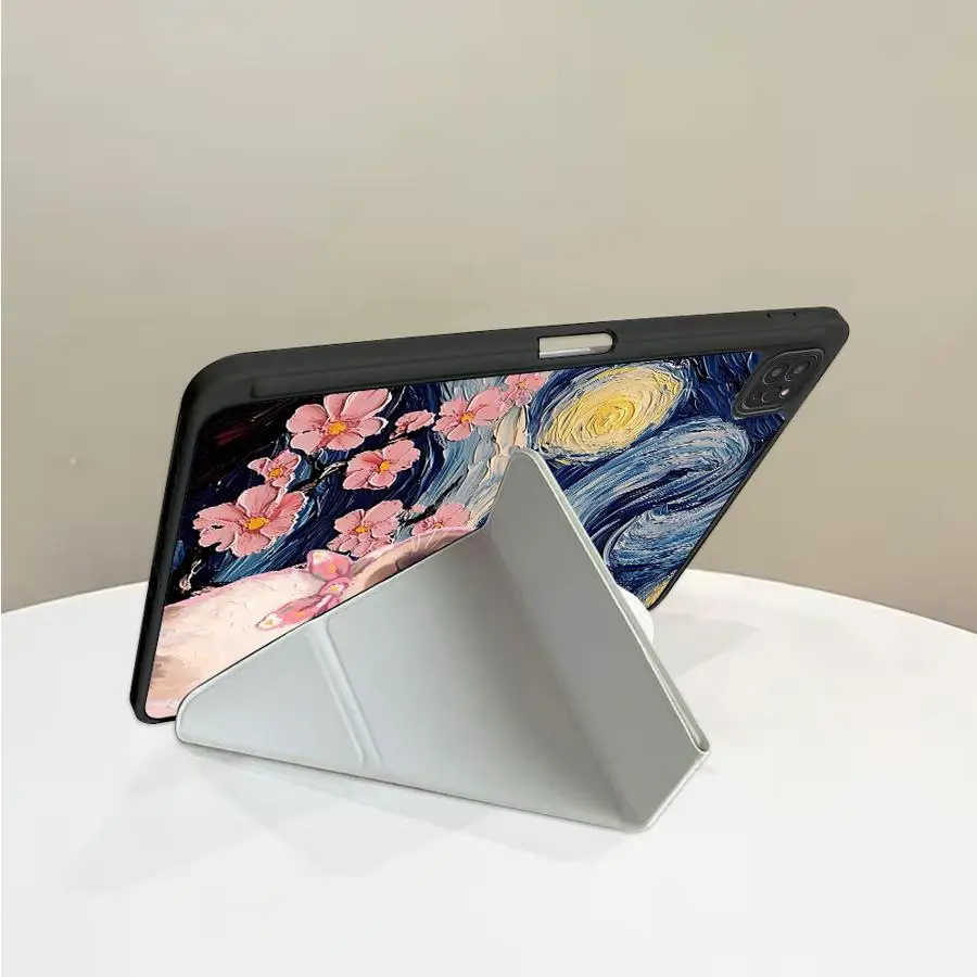 Floral Kitten Tablet Case with Holder