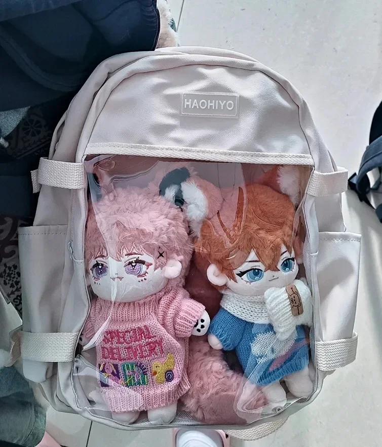 Japanese Cute Cartoon School Bags For Women Sweet High-capacity Ita Backpacks Preppy Style Canvas Transparent Pack Bolsas