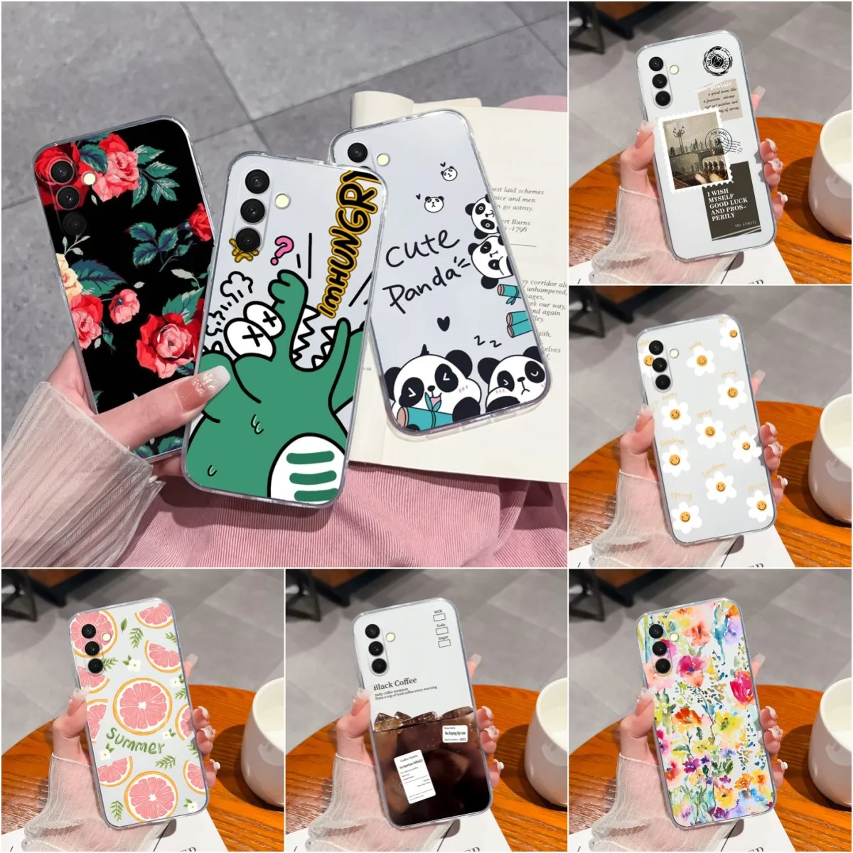 Per Samsung A54 A24 A34 5G Galaxy A 54 Custodia Per Telefono Cover Fashion Daisy Silicone Morbido Antiurto Trasparente Per Galaxy A 24 Funda
