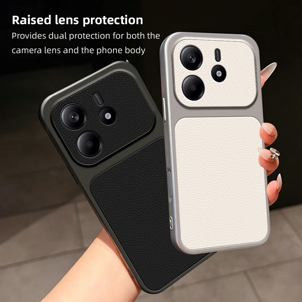 Luxurious Matte Leather Phone Case with Lens Protection