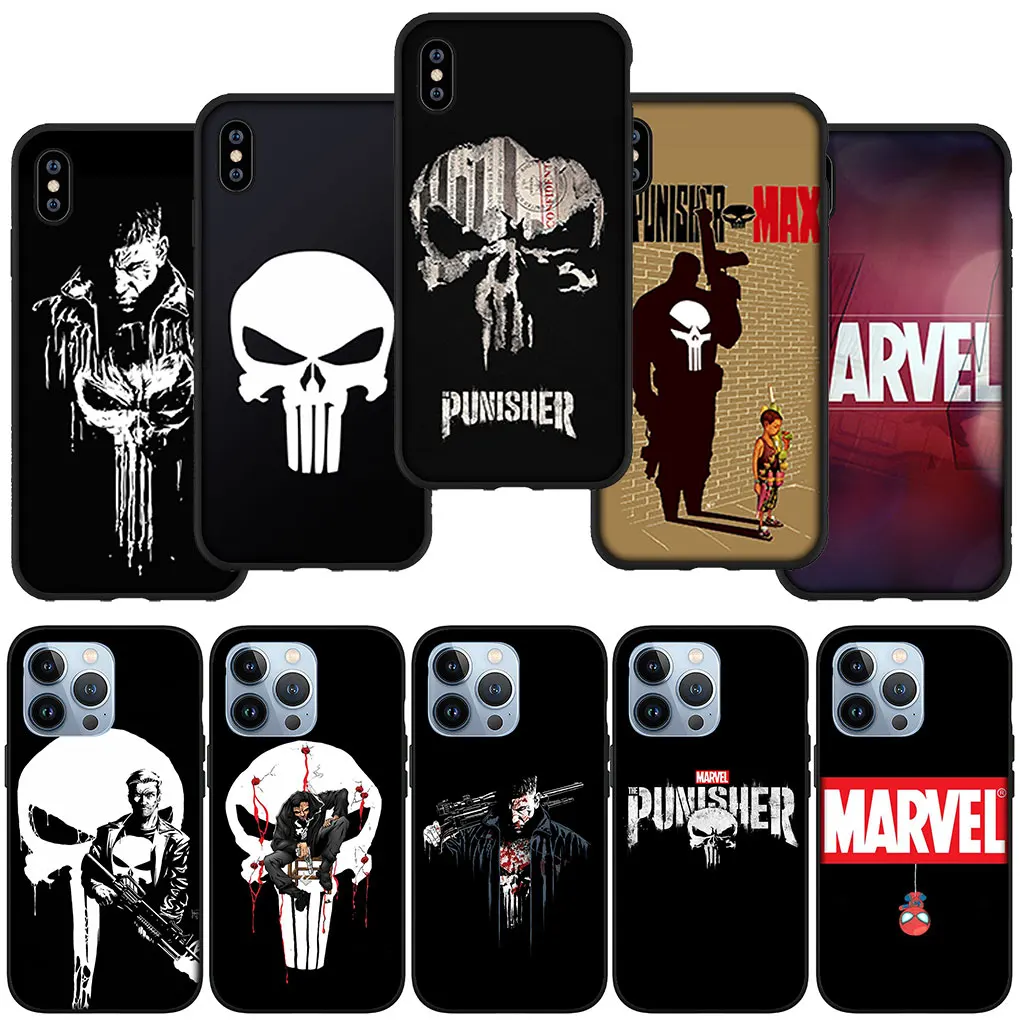 Marvel Punisher Frank Castle Custodia Morbida Per Iphone 15 14 13 12 Mini 11 Pro Xs Max X Xr 7 8 Plus + 15 + Custodia Per Telefono