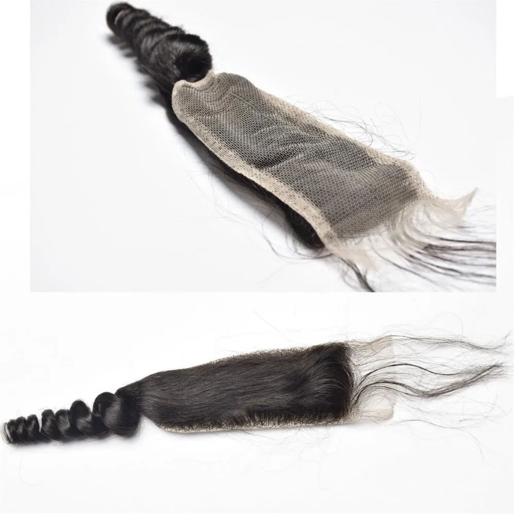 Loose Wave Human Hair Lace Closure 2x6 Natural Color Brazilian Virgin Hair 10-22 Inch Pre-Plucked 150% Density Full End