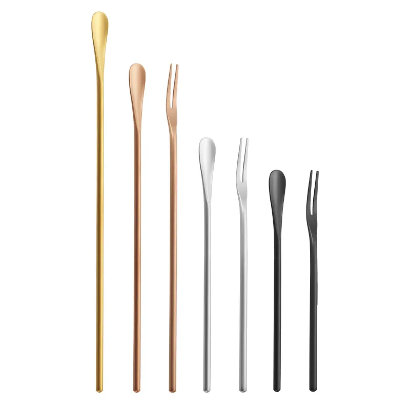304 stainless steel iced tea spoon Japanese solid long handle mixing spoon milk powder honey coffee bar mixing bar 4PCS