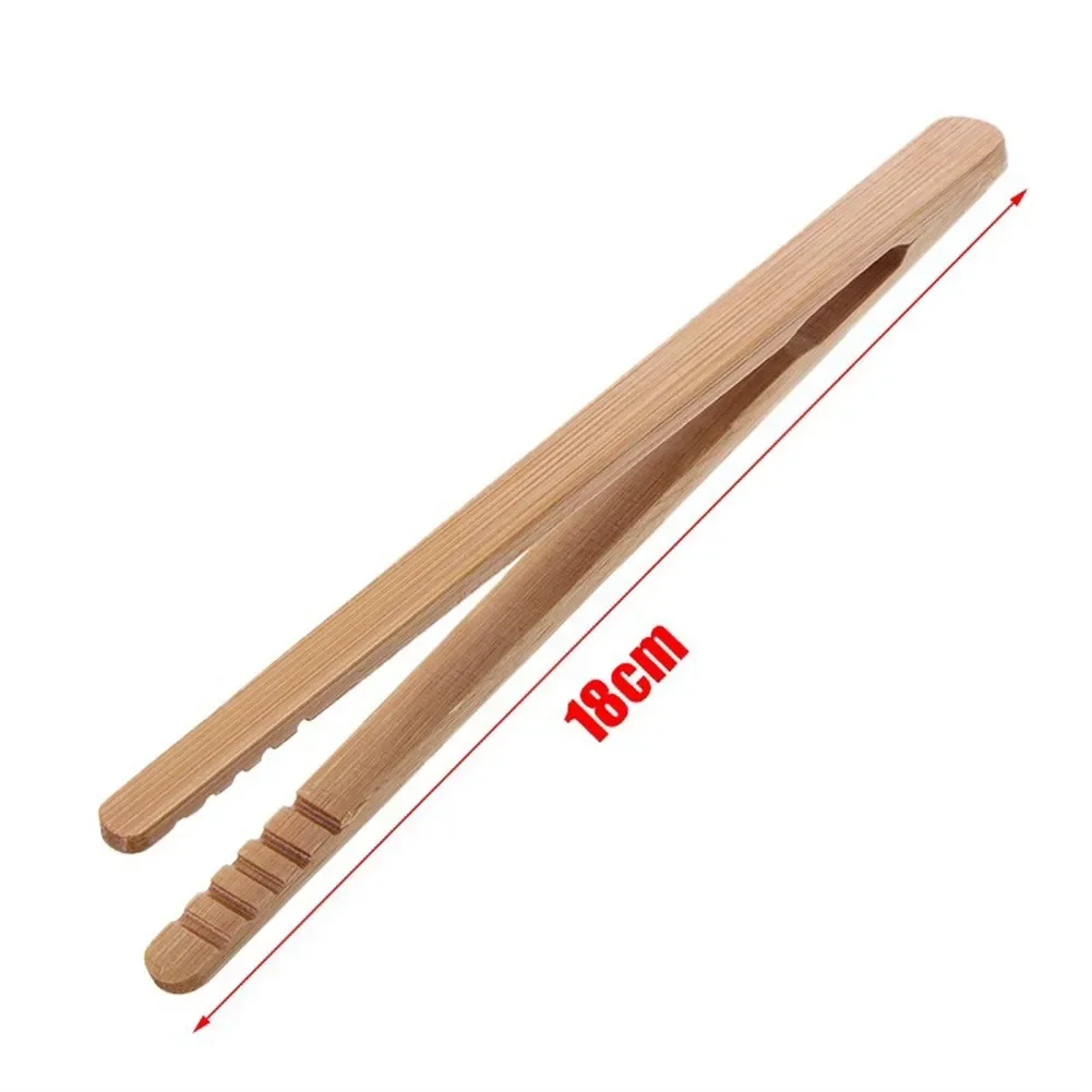 2PCS 18cm Natural Bamboo Wooden Food Toaster Tongs Tea Clip Tweezers Toast Pickles Tea Cooking Kitchen Accessories