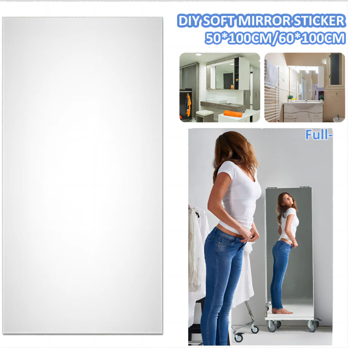 SelfAdhesiveMirrorStickersFlexibleMirrorsSheetsCuttableDIYWall
