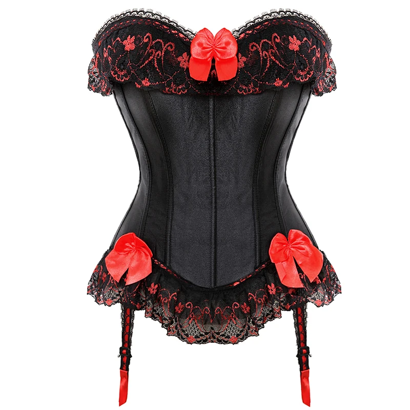 Sexy Pink Leopard & Lace Corset Bustier - Plus Size Gothic Floral Lingerie