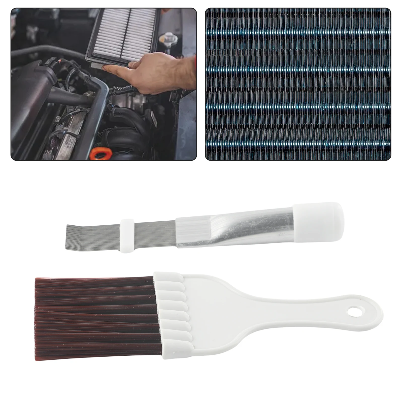 2 Pcs Air Conditioner Fin Repair Comb Cleaner Ac Condenser Metal Coil Brush Stainless Steel Cleaning Brush