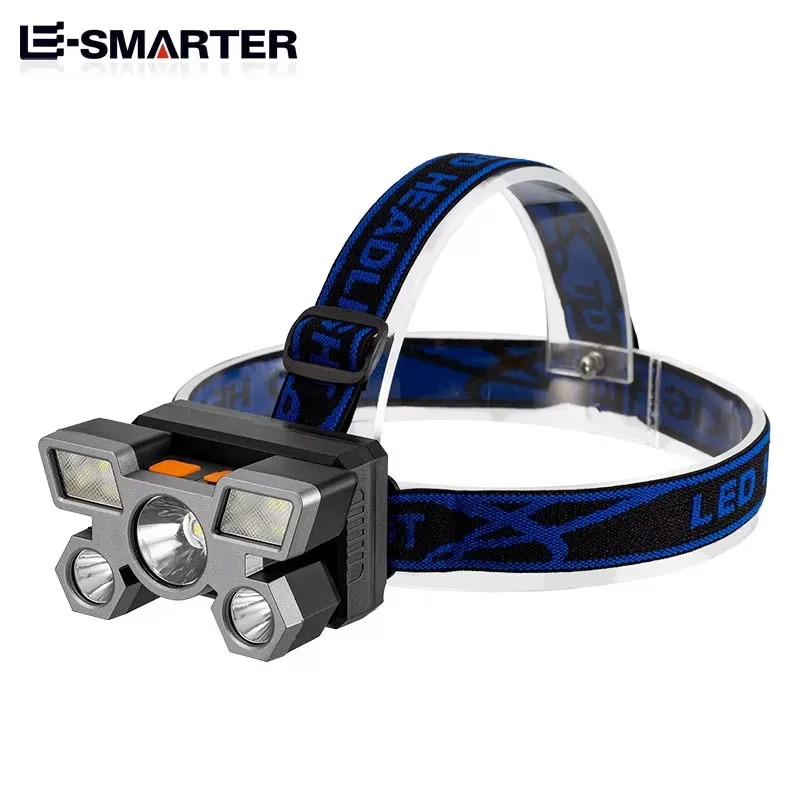 USB Rechargeable Portable 5-LED Headlamp with Built-in Battery